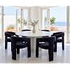 RIVOVA Modern Barrel Dining Chairs Set of 6, Velvet Upholstered Accent Side Chair with Arms Comfy Makeup Vanity Chairs, Dining Living Room Kitchen Chairs, Black