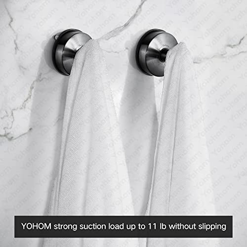 YOHOM Vacuum Suction Cup Towel Hooks Bathroom Stainless Steel Sucker Shower Hook Kitchen Tea Towel Holder Heavy Duty Wall Suction Hook Coat Hanger for Robe Loofah Glass Window No Drill 4PCS - Image 3