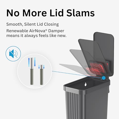 iTouchless 13.2 Gallon / 50 Liter Dog Poop Trash Can with Lid & AbsorbX Odor Filter, Indoor & Outdoor Rust-Proof Pet Waste Bin, Soft-Close Step Pedal, Large Capacity, Matte Gray by iTouchless - Used condition - Image 5
