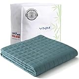 YnM Cooling Weighted Blanket, 100% Natural Bamboo Viscose, 15 lbs 48''x72'', Luxury 2.0 Heavy Blanket, Sea Grass.