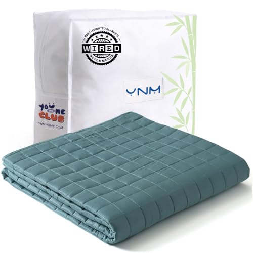 YnM Cooling Weighted Blanket for Adults, 15lbs Heavy Bed Throw for One Person of 140lbs, Perfect for Hot Sleepers or Warm Climates with Rayon/Glass Beads(48x72 Inches,Twin/Full Bed, Sea Grass)