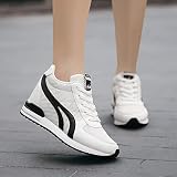 AONEGOLD Damskie buty typu sneakers Wedges, koturn, 7 cm, buty sportowe, oddychające buty do biegania z siateczki, buty rekreacyjne, buty sportowe (biało-czarne, rozm. 35)