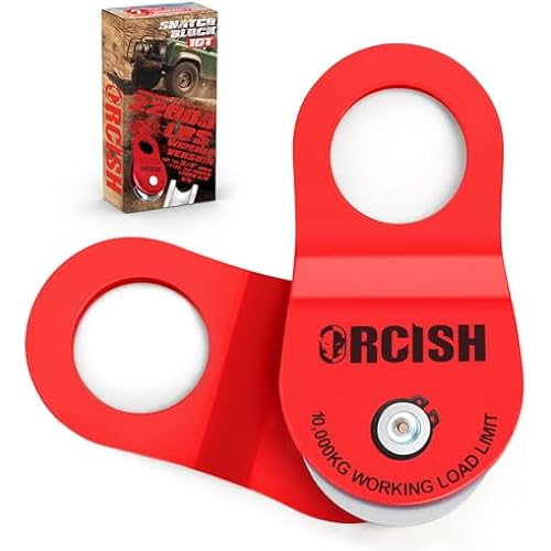 ORCISH 10 Ton Snatch Block, 22,000 LBS Capacity Block and Tackle Pulley System, Work with 0-3/4” Rope, Winch Hook Accessories, Heavy Duty Offroad Recovery Accessory for Truck, Tractor, ATV & UTV