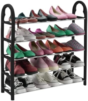 Knight 5-Tier Shoe Storage Organiser Strong and Durable, Quick Assembly Shoes Storage No Tools Required Metal Shoe Organiser | Hallway Shoe Rack