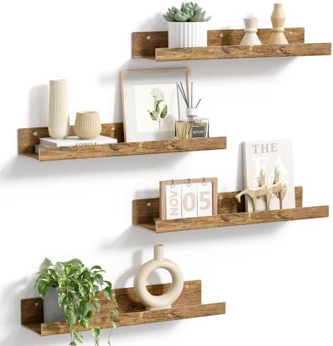 upsimples 4 Pcs 15" Acrylic Shelves for Wall Decor and Display, R...
