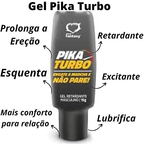Kit 3 Gel Lubrificante Casal Esquenta Beijável Dessensibiliza Redutor Feminino Massageador Pika Turb