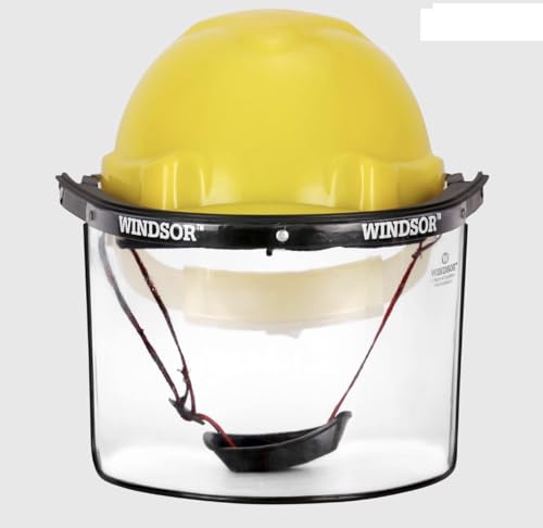 SFS Windsor Safety Helmet Ratchet with Spring Face Shield (8X16 Inch,Yellow)