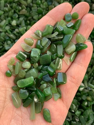 Image of GAF TREASURES 2 oz Lot Natural Semi Nephrite Jade Tumbled Gemstone Chips, Crushed Mini Crystals, Undrilled Crystal Chips (Nephrite Jade)