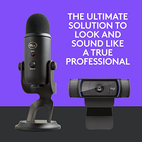 Image of Logitech C920x HD Pro Webcam, Full HD 1080p /30fps - Black w /Blue Yeti USB Microphone - Blackout