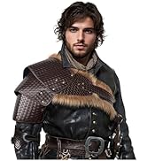 L'VOW Medieval Leather Pauldron Single Shoulder Armor Viking Accessories for Men Ren Faire LARP C...