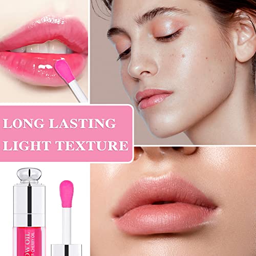 Hydrating Lip Glow Oil Lip Plumping Lip Oil Gloss Tinted Lip Balm Transparent Moisturizing Toot Lip Care Oil Non-Sticky Big Brush Head Nourishing Repairing Lip Lines And Prevents Dry Cracked Lips(015#) #TOP5