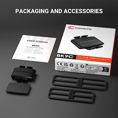 COOSPO Bike Cadence Sensor BK9C, Bluetooth 5.0 ANT+ Cycling Cadence Bicycle RPM Sensor, IP67 Waterproof & 300H Battery, Compatible with Rouvy/Zwift/Peloton/Wahoo APP/GPS Bike Computers by CooSpo - Used condition - Image 9