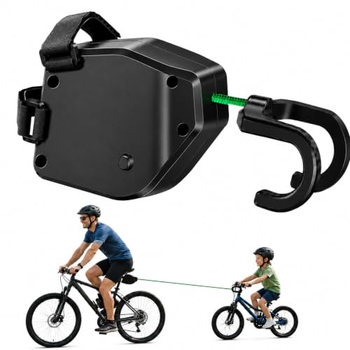 Image of Bike Tow Rope, Retractable Parent-Child Bicycle Towing Strap, Black