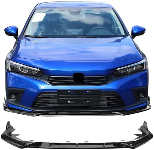 Spoilers, Wings & Styling Kits - IKON MOTORSPORTS, Front Bumper Lip Compatible with 2022-2024 Honda Civic 11th Gen 4-Door Sedan & Hatchback, Gloss Black PP Front Bumper Front Bumper Lower Lip Spoiler Body Kit