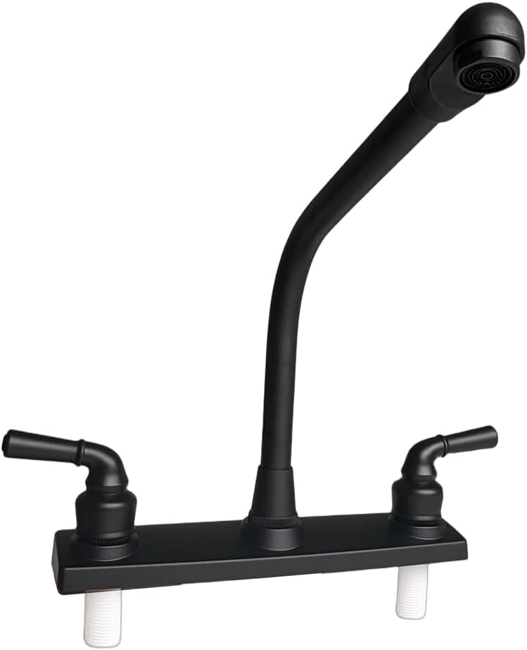 CHOUPIJIANG RV Kitchen Faucets,Flexible Spout Kitchen Faucets Replacement with Two Handle and 8" Main Body,RV Kitchen Sink Faucet Replace for RV Home Campers Motorhomes Travel Trailers,Black