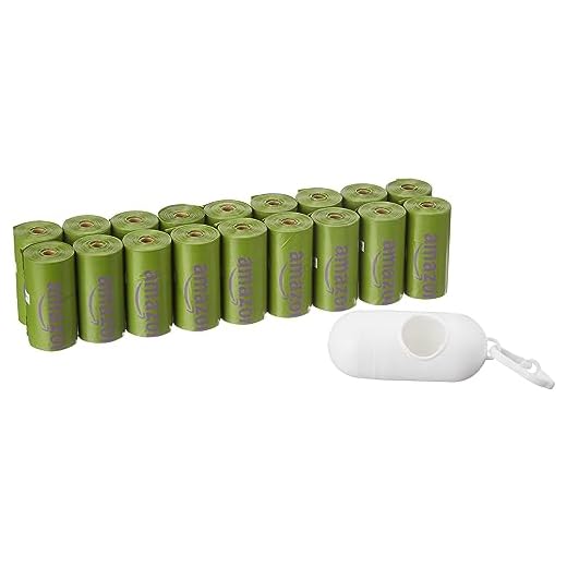 Amazon Basics Dog Poop Bags With Dispenser and Leash Clip, Lavender Scented, 270 Count, 18 Pack of 15, 13 Inch x 9 Inch