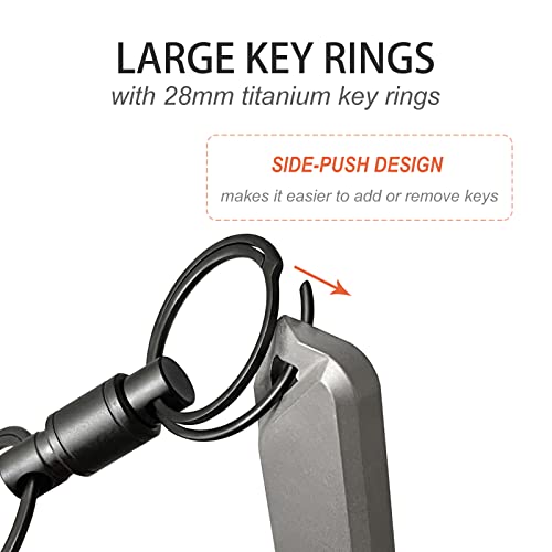 Autuveen Titanium Quick Release Keychain,Black Detachable Key Ring Pull Apart Keychain,Key Holder Accessory For Bag/Purse/Belt(Black) #TOP5