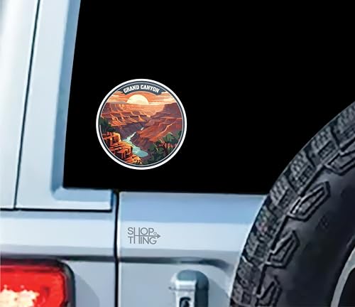 Image of SHOP A THING - Grand Canyon Sticker- Vinyl Decal for Car and Truck- Waterproof Camping Decal for Window- Indoor and Outdoor Use- Removable Mirror Sticker - Pack of 2 - SAT 043