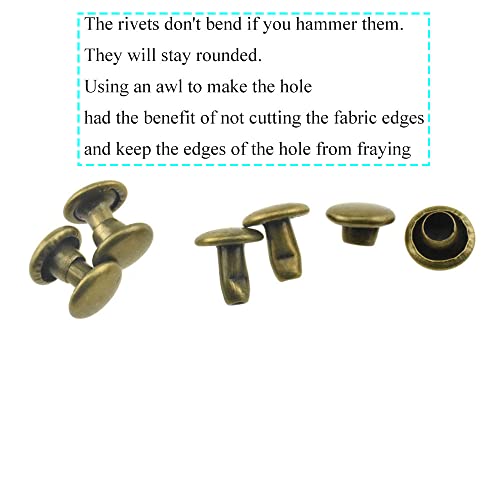 Hao Pro Rapid Rivet 6X6Mm Bronze Studs Round Double Cap Leather Tubular Fastener Stay Secure Snap Close Clean Cut Sturdy For Repair Craft Fabric Purse Clothes Shoes Bags Belts Jeans 120Sets #TOP4