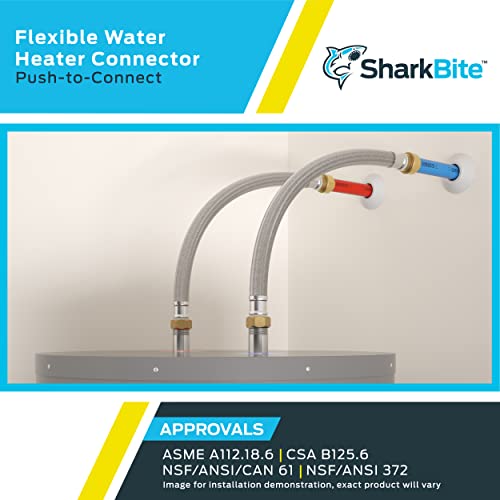 Sharkbite 3/4 Inch X 3/4 Inch Fip X 18 Inch Stainless Steel Braided Flexible Water Heater Connector, Push To Connect Brass Plumbing Fitting, Pex Pipe, Copper, Cpvc, Pe-Rt, Hdpe, U3088Flex18Lf #TOP4