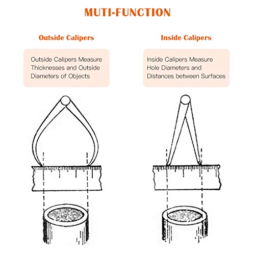 Rustark 8 Pcs Stainless Steel Long Firm Joint Metal Measurement Kit With Bent-Leg And Straight-Leg Inside Outside Caliper Tools Set For Measuring Pottery Clay Ceramic Sculpture(12" 10" 8" 4") #TOP5