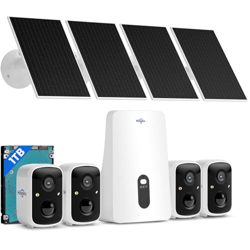 Image of Hiseeu Solar Camera Outdoor Wireless, 4 Cam-Kit, No Subscription, Expandable to 10CH, Home Security Camera System, 2K Color Night Vision, PIR /AI Detection, IP66, 2.4G & 5G WiFi, 1TB Local Recording