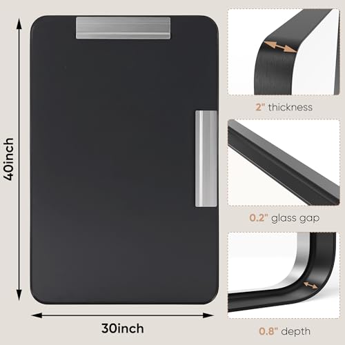 Image of Sweetcrispy 30x40 Inch Black Bathroom Mirrors, Bathroom Mirrors for Over Sink, Rectangle Wall Decor for Entryway, Bedroom, Vanity,Anti-Rust, Horizontal or Vertical Hanging, Black