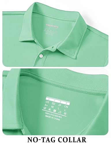 TACVASEN Mens Golf Shirt Dry Fit Mens Polo Shirts Short Sleeve Performance Golf Polos for Men with Collar Work Shirts Mint Green, XL — view 4
