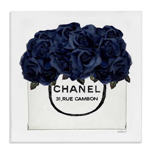 'Trendy Chic Navy Blue Roses'| Canvas Art