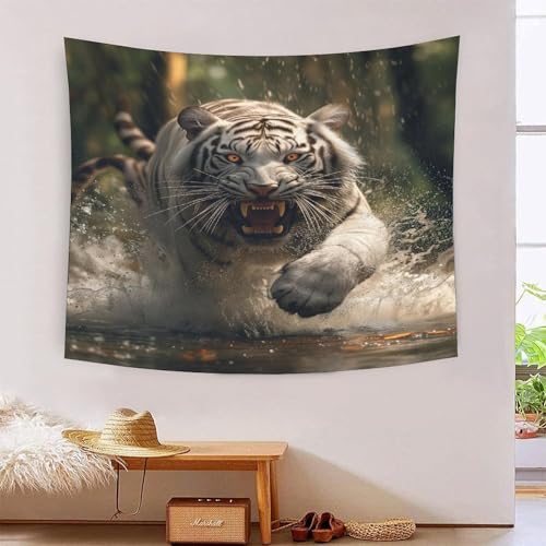 Tapisserie tigre 3D effet grand drap mural tissu decoration interieure salon chambre 180x230