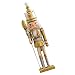 PRETYZOOM Figure de Casse-Noisette de Noël en Bois Ornements d'arbre de Noël Marionnettes Figurines Poupées Jouet Décorations de Noël Décor de Fête à La Maison (Doré)