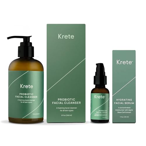 krete One-Two Punch with Probiotic Facial Cleanser & Facial Serum for Men – Moisturize, Hydrate, and Protect Your Skin in 30 Seconds