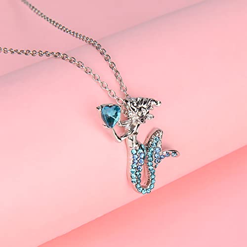 Moon's Eclipse Girls Mermaid Necklace, Gift For Mermaid Lover, Jewelry For Girls, Daughter, Sister, Granddaughter, Mermaid Accessories, Birthday Little Good Luck Jewelery Present #TOP2