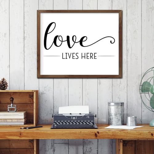 Décoration murale en bois Love Lives Here de 40x50 cm avec citations positives pour salon