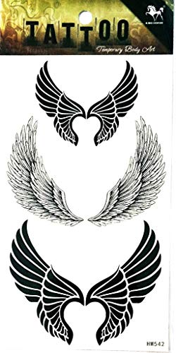 PP TATTOO 1 Sheet Black Wings fly Stickers Tattoos Waterproof Tattoo Sexy Fake Body Arm Art Sticker Fake Tattoo Stickers Removable