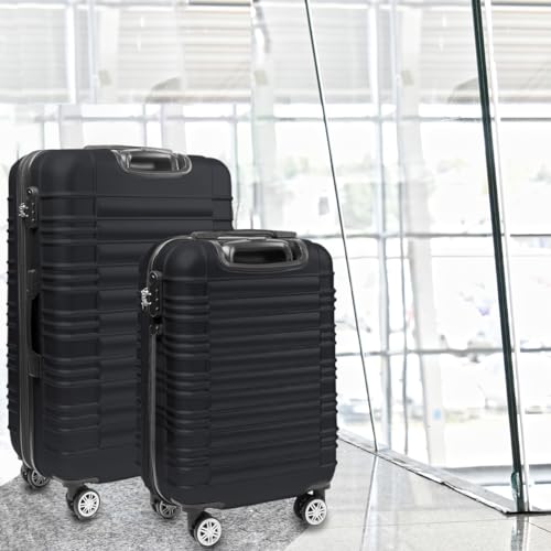 TRVLMORE Koffer & Trolleys - Koffer Set, Kofferset 2 Teilig, Handgepäck Koffer, Hartschalenkoffer Groß, Reisekoffer mit Rollen Groß - Trolley Handgepäck - Handgepäck Trolley 55x36x20 - Schwarz
