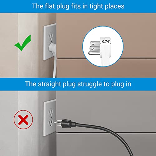 Dewenwils 1Ft Extension Cord Indoor, 14 Gauge Short Flat Plug Extension Cord White With 3 Prong, Low Profile Power Cable Sjt, Etl Listed, 3 Pack #TOP1