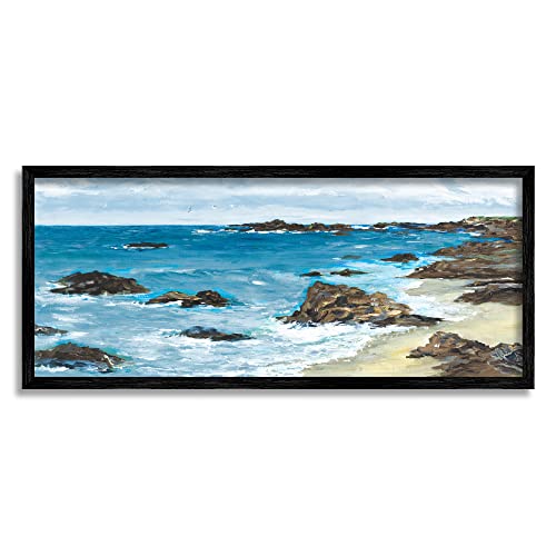 Stupell Industries Rocky Beach Coast Painting Framed Wall Art, Design by Julie DeRice