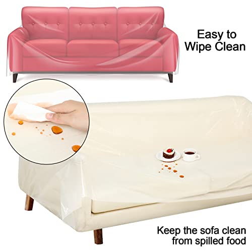4 Pcs Clear Thicker Couch Cover Waterproof Moving Covers Plastic Sofa Cover Heavy Duty Couch Storage Bag For Moving And Storage Protection, 45 X 150 Inch #TOP3
