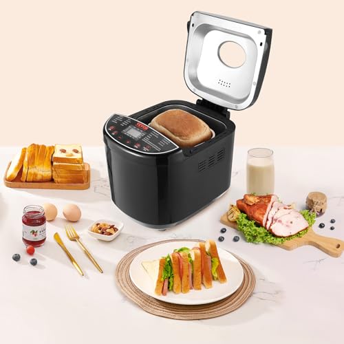 VEVOR Bread Maker, 19-in-1 2LB Dough Machine, Nonstick Ceramic Pan Automatic Breadmaker with Gluten Free Setting, Whole Wheat Bread Making, Digital, Programmable, 3 Loaf Sizes, 3 Crust Colors by VEVOR - Image 8