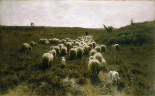Pintura famosa en lienzo de Anton Mauve con acabado artístico detallado de 60x90cm