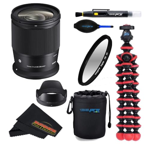Image of Sigma 16mm f1.4 DC DN Contemporary Lens for Canon RF with Sunshine Photo Basic Bundle - 4 Years USA Manufacturer Warranty