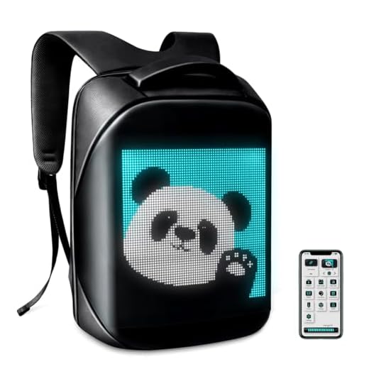 Tesinll Led Backpack with Programmable & Full Color Screen, Birthday Gift for Men/Women, Motorcycle Backpack, Waterproof Shoulder Travel Backpack, Laptop Backpack 15.6 Inch (Black)