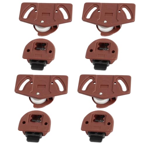 4 Pairs Sliding Door Rollers: Complete Sliding Door Wheels, Latch, and Gear Kits for Furniture Wardrobes and Cabinets; Durable PA Plastic and Nylon
