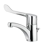 Kludi Waschtisch-Einhebelmischer Medi-Care starrem Auslauf mit Klinikarmhebel, verchromt, 341150524