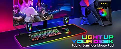 Large Rgb Gaming Mouse Pad -15 Light Modes Touch Control Extended Soft Computer Keyboard Mat Non-Slip Rubber Base For Gamer Esports Pros 31.5X11.8 #TOP4