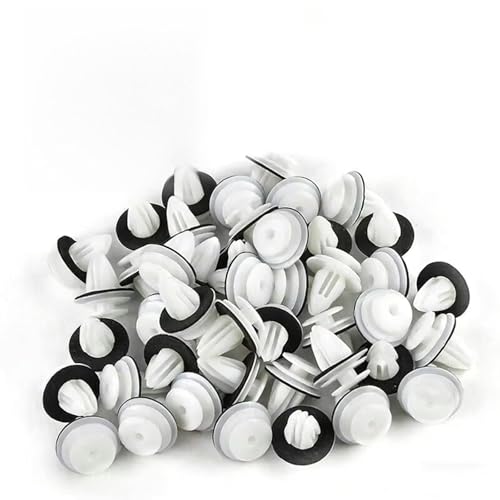 Image of 50 Pcs Car Trim Clips, Car Panel Clips, Universal Auto Panel Fixing Clip, White Plastic Push Rivets, Ideal for Cars Boots, Dashboard, Cars Door Clip, Bumper, Vehicle Diy Repair