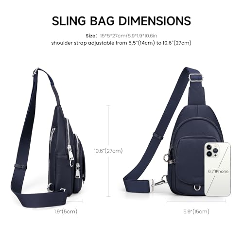befen Antykradzieżowa torba na ramię z prawdziwej skóry dla kobiet, RFID, mała torba crossbody, torba na klatkę piersiową, skórzana saszetka na podróż, granatowy, S, Klasyczny