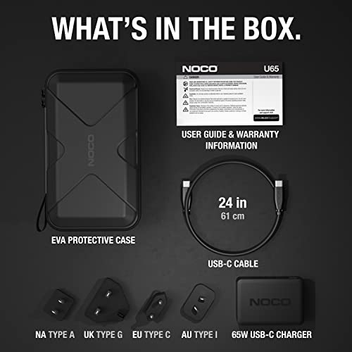 NOCO U65 65W USB-C Charger, Power Delivery (PD) Fast Portable Micro Wall Charger and International Travel Charger with Interchangeable Plugs for Apple, Google, Samsung, Microsoft and More