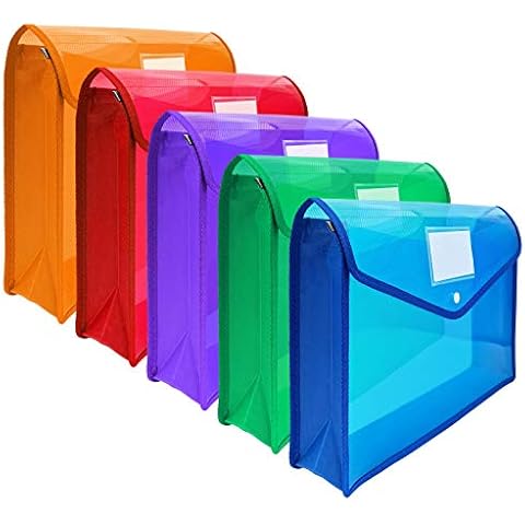 CHEPULA B4 Plastic File Wallet Envelope Expanding File Folder Document Organizer with Snap Closure & Label Pocket Clear Colored Waterproof Accordion File Pouch for Office Home Storage Cover